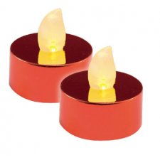 LED čajová sviečka, lesklá červená, 2ks, 3V