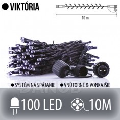 VIKTÓRIA spojovateľná LED svetelná reťaz vonkajšia - 100LED - 10M Studená biela