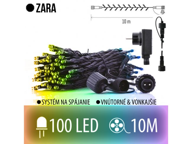 ZARA spojovateľná LED štartovacia súprava - svetelná reťaz + adapter - vonkajšia - 100LED - 10M Multicolour