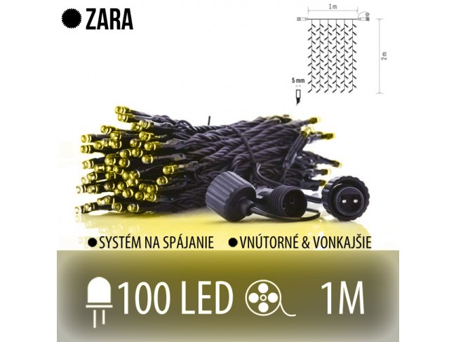 ZARA spojovateľný LED svetelný záves vonkajší - 100LED - 1M Teplá biela