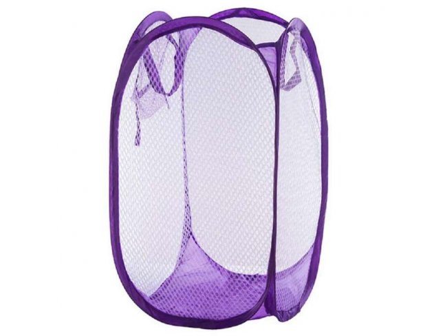 Skladací odkladací košík so sieťovinou farba fialová
