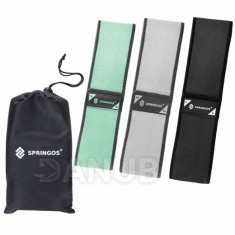 SPRINGOS Fitness guma na cvičenie Hip Band - S, M, L - 3 ks - mätová, sivá, čierna