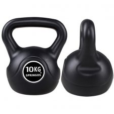 SPRINGOS Kettlebell čierny - 10kg
