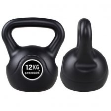 SPRINGOS Kettlebell čierny - 12kg
