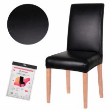 SPRINGOS Návlek na stoličku univerzálny - kožený čierny