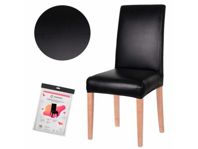 SPRINGOS Návlek na stoličku univerzálny - kožený čierny