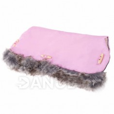 SPRINGOS Rukávnik na kočík s kožušinou Clasic - ružový