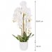 SPRINGOS Umelá orchidea v črepníku biela - 105cm