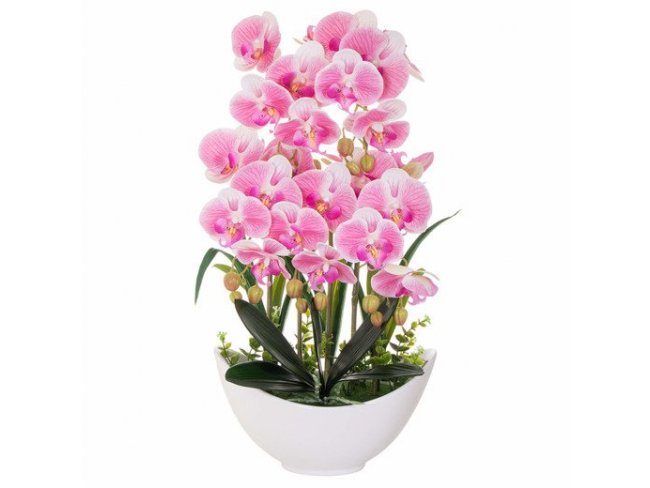 SPRINGOS Umelá orchidea v črepníku bielo-ružová - 60cm