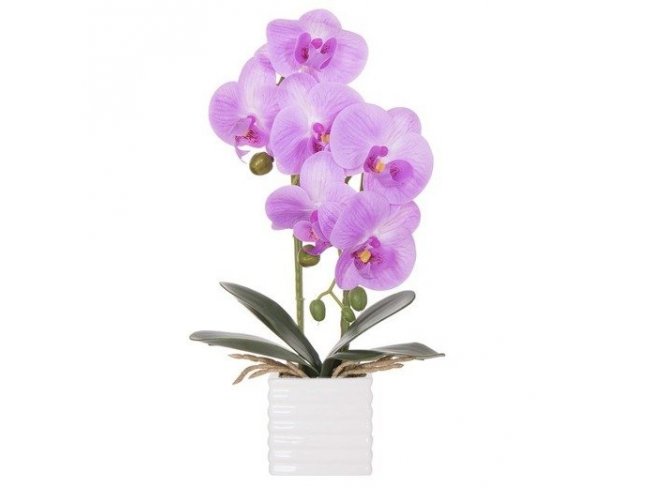 SPRINGOS Umelá orchidea v črepníku fialová - 37cm