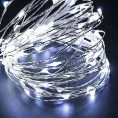 Vianočná LED svetelná mikro reťaz na batérie - 100LED - 9,9M Studená biela