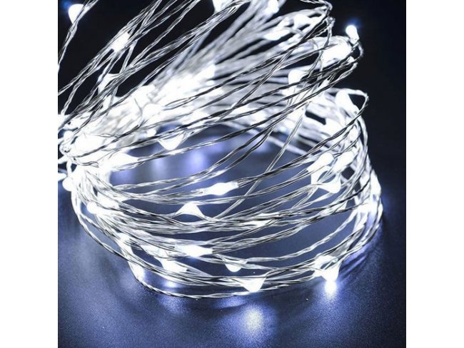 Vianočná LED svetelná mikro reťaz na batérie - 50LED - 4,9M Studená biela