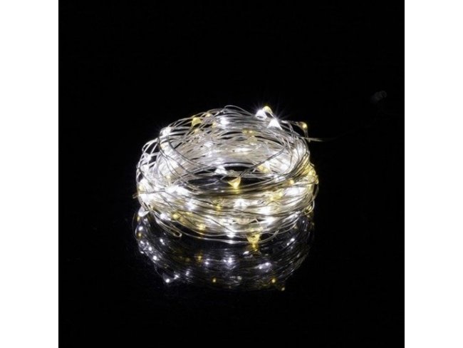Vianočná LED svetelná mikro reťaz na batérie - 100LED - 9,9M Studená biela+Teplá Biela