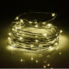 Vianočná LED svetelná mikro reťaz na batérie - 100LED - 9,9M Teplá Biela