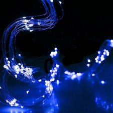 Vianočná LED svetelná mikro reťaz vonkajšia + programator - anjelské vlasy 15 liniek - 300LED - 2M Modrá