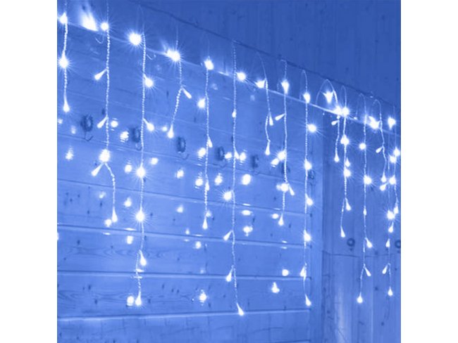Vianočná LED svetelná záclona vonkajšia - programy - časovač - 300LED - 10M Modrá