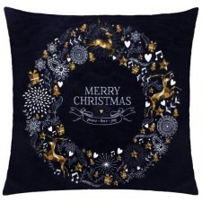 SPRINGOS Vianočná obliečka na vankúš 40x40cm veniec Merry Christmas