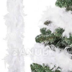 Vianočná girlanda z bieleho peria - boa - 4m
