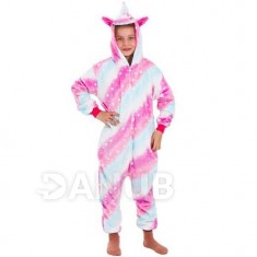 Plyšový overal Kigurumi - vzor jednorožec - 120 -130 cm