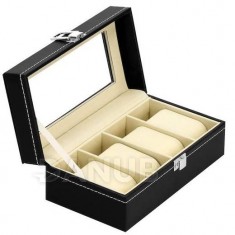 Springos Organizér na hodinky z ekokože - 20,5 x 11 x 8 cm - čierne
