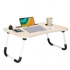SPRINGOS Skladací stolík pod notebook - svetlé drevo