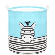 Springos Úložný kôš na hračky - zebra na modrej