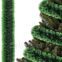 Vianočná girlanda - tmavozelená/zelená - 6 m - priemer 7 cm
