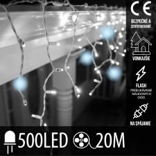 Vianočná led svetelná záclona na spájanie vonkajšia flash - 500led - 20m - studená biela / studená biela