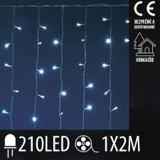Vianočná led svetelná záclona vonkajšia - 210led - 1x2m studená biela