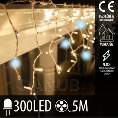 Vianočná LED svetelná záclona vonkajšia FLASH - 300LED - 5M Teplá biela/Studená biela