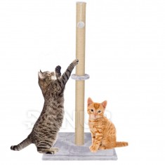 Springos Sisalové škrabadlo pre mačky s hračkou - svetlosivé - 103,5 cm