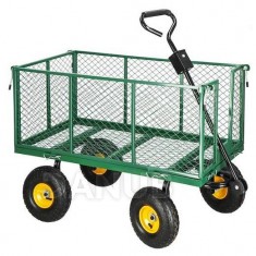 Springos Kovový záhradný vozík - 400 kg - zelený