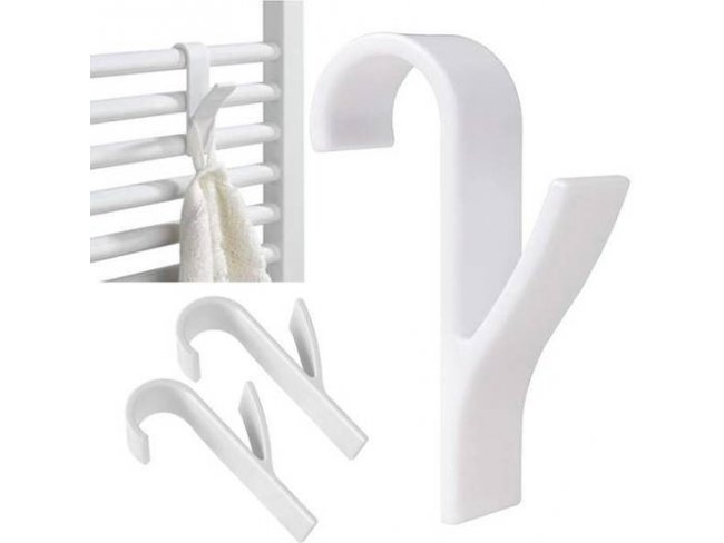 Springos Obojstranná súprava háčikov 2 ks na kúpeľňový radiátor - biela