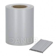 Springos Tieniace plotové pásky a klipy (20ks) - PVC - 35m x 19cm - 450 g/m2 - svetlo sivá