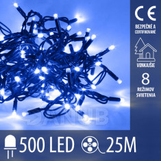 Vianočná led svetelná reťaz vonkajšia - programátor - 500led - 25m modrá