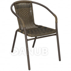 SPRINGOS Pletená záhradná stolička - hnedá