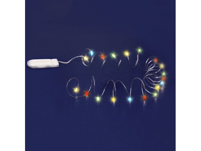 Vianočná LED svetelná mikro reťaz vnútorná na batérie - 20LED - 2M Multicolour