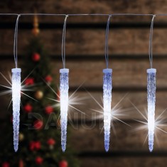 Vianočná LED svetelná reťaz vonkajšia - 15 cencúle - 270LED - 5,6M Studená biela