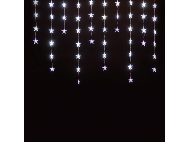 Vianočná LED svetelná záclona vnútorná FLASH - záves - hviezdy - 50LED - 1,35M Studená biela