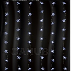 Vianočná LED svetelná záclona vnútorná - záves - hviezdy - 48LED - 1,5M Studená biela