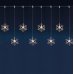 Vianočná LED svetelná záclona vonkajšia - záves - 8 snehových vločiek - 8LED - 0,9M Teplá biela