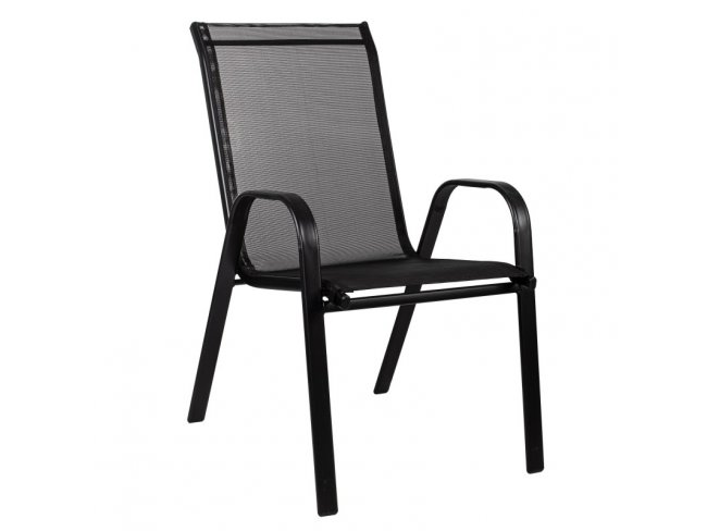 SPRINGOS Záhradná stolička kov - čierna