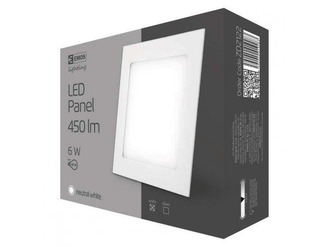 LED stropné vstavané svietidlo štvorec 6W IP20 neutrálna biela