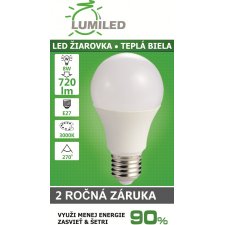 Led žiarovka e27 8w smd2835 teplá biela