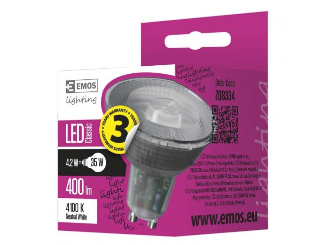 LED žiarovka Classic 4,2W GU10 neutrálna biela