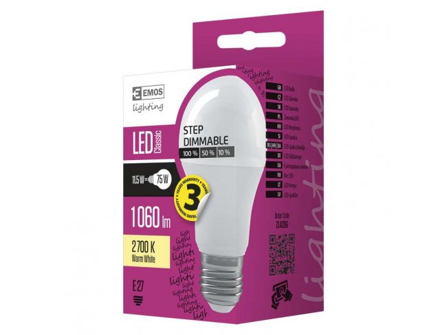 LED žiarovka Classic A60 11,5W E27 teplá biela, stmievateľná
