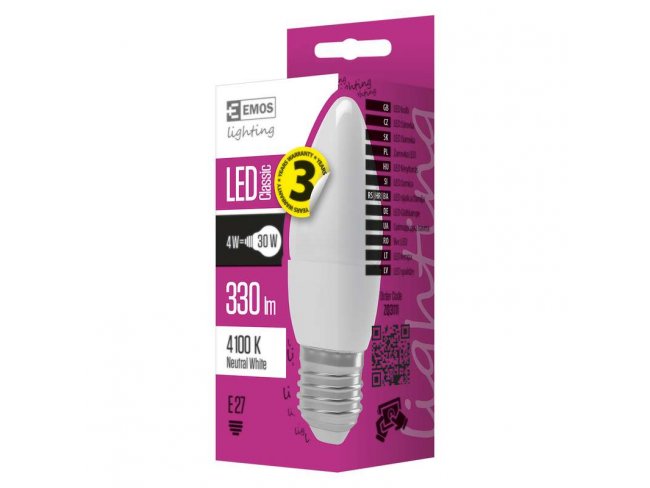 LED žiarovka Classic candle 4W E27 neutrálna biela