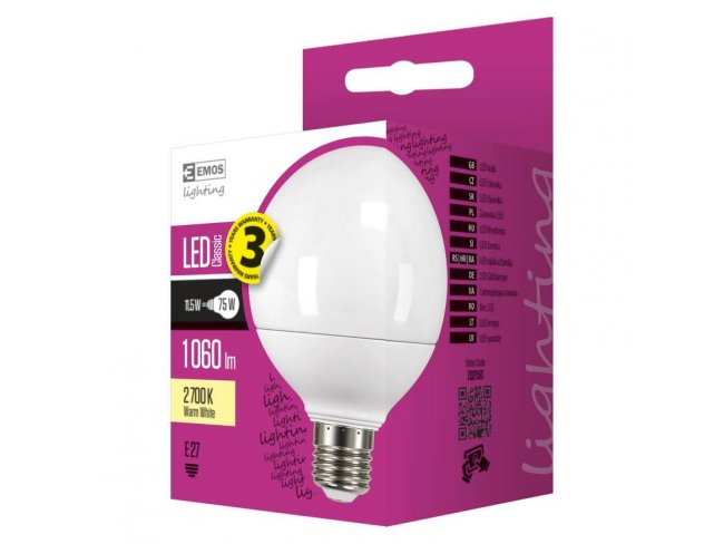 LED žiarovka Classic globe 11,5W E27 teplá biela