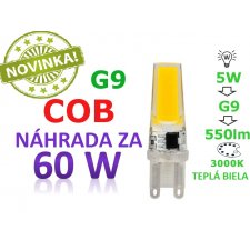 LED ŽIAROVKA G9 COB 5W TEPLÁ BIELA 550LM