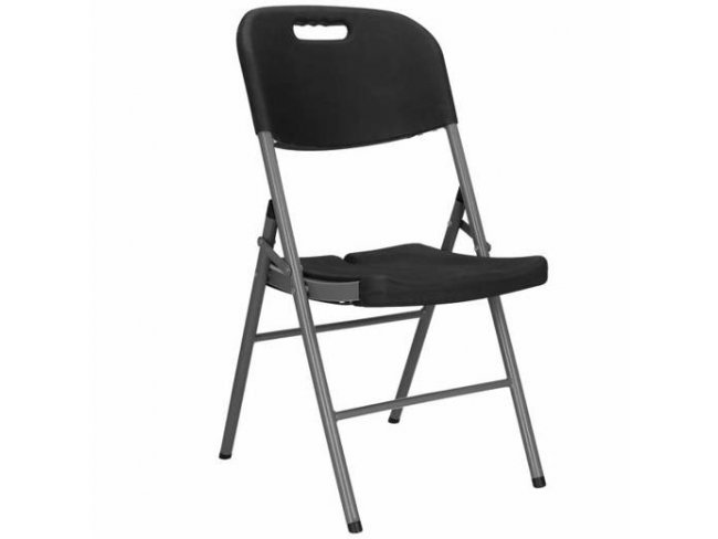 SPRINGOS Skladacia stolička - čierna